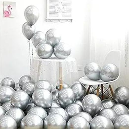 Party Balloons, Pack of two (Silver) 25pcs + 25pcs