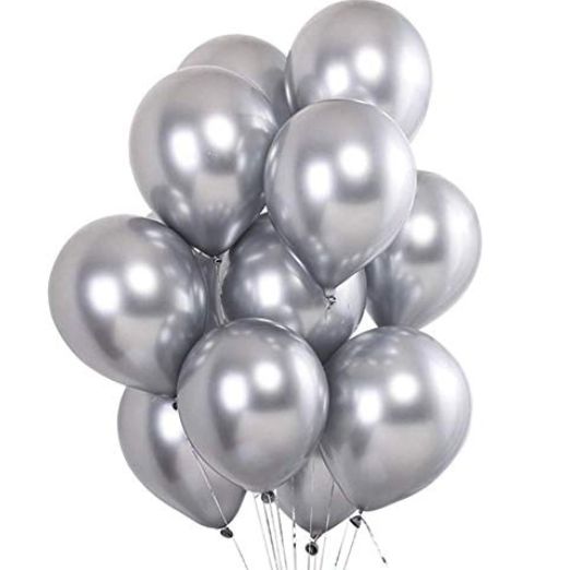 Party Balloons, Pack of two (Silver) 25pcs + 25pcs