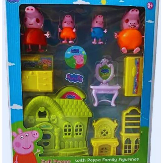 Pepaa Pig House with Peppa Pig Family