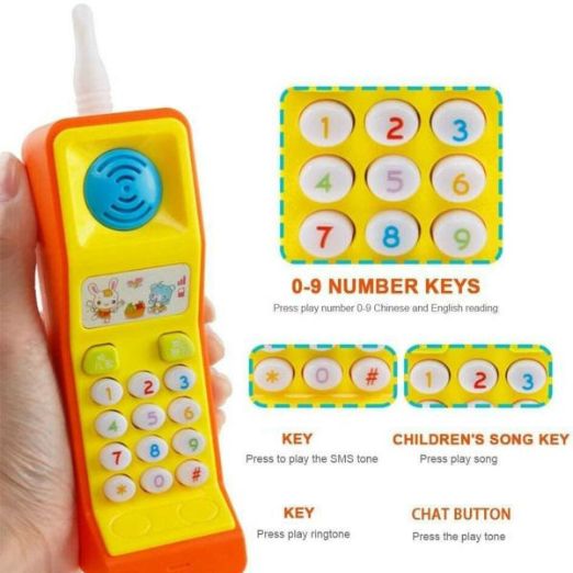 Mini Funny Mobile Phone Smart Cordless Toys , Light and Sound Flap Musical Cell Toy for Kids Cartoon