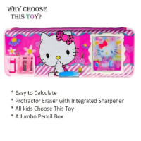 Hello Kitty Magnetic Pencil Box With Calculator & Dual Sharpener For Kids