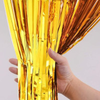 Foil Fringe Curtain (Golden) Combo of 2pac