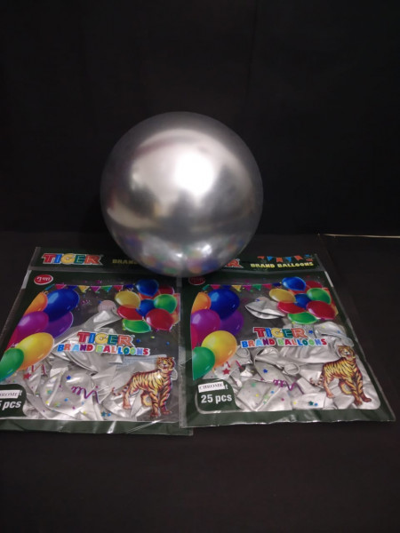 Party Balloons, Pack of two (Silver) 25pcs + 25pcs
