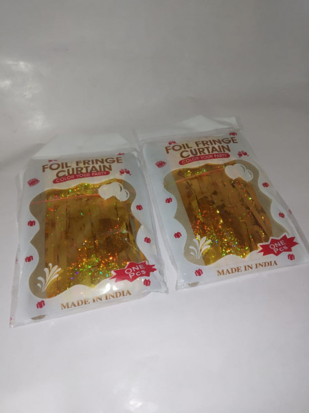 Foil Fringe Curtain (Golden) Combo of 2pac