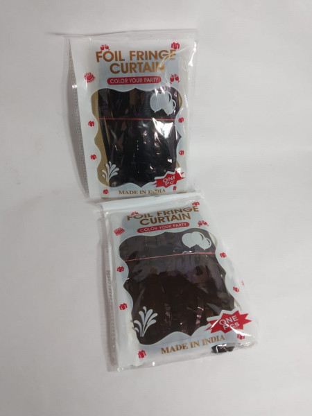 Foil Fringe Curtain (Black) Combo of 2pac
